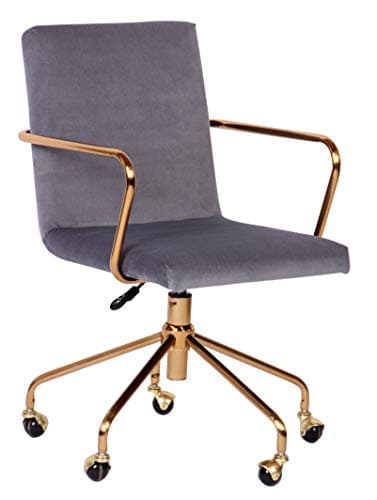 X Rocker ACEssentials Logan Rolling Swivel Desk Chair, Gold-Plated 5 Star Base, Adjustable Seat, 0237301, 20.47" x 24.21" x 36.02", Gray and Gold