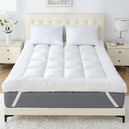 SHOUREN 4 Inch Memory Foam Mattress Topper Full for Back Pain, Extra Soft Pillow Top Mattress Topper, 2000GSM Fluffy Shredded Memory Foam Filled & Thicked Down Alternative-Lined 75x54x4in