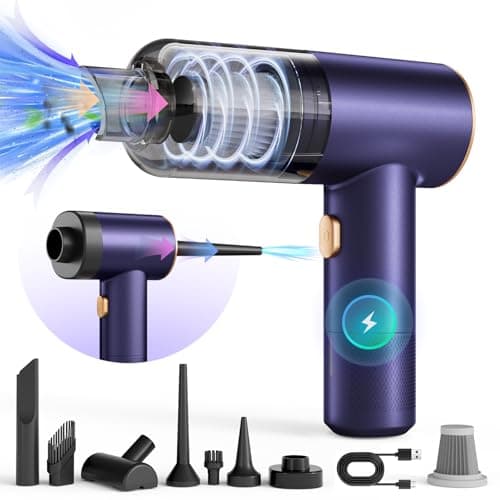 YTENCM 16000PA Cordless Handheld Vacuum, 4-in-1 Portable Car Vacuum Cleaner, Air Duster, Blower, Pump, Mini Vacuum Cleaner Rechargeable & Lightweight for Car, Home, Office, Pet Hair (Purple)