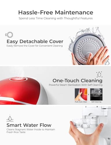 CUCKOO Micom Rice Cooker 6 Cup Uncooked / 12 Cup Cooked, Fuzzy Logic Rice Maker with Delay Timer & Keep Warm Setting, Versatile Food Steamer for Cooking, Non-Stick Inner Pot, Red (CR-0655F) 5