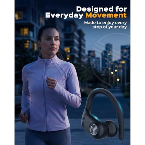 TREBLAB X4 – Waterproof Workout Headphones for Running & Gym - Silky Soft Secure Earhooks, 11H Battery, Physical Buttons, Noise Canceling Over-Ear Ear Hook Bluetooth Earbuds for Sports 2