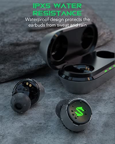 Black Shark Wireless Earbuds with 35ms Ultra-Low Latency, Gaming Bluetooth Earbuds with Studio-Quality Sound, Bluetooth 5.2, IPX5 Waterproof, 24h Listening Time, Clear Mics, Comfort Fit - Lucifer T4 7