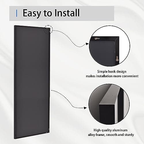 BEAUTYPEAK 21" X 64" Full Length Mirror, Modern Black Deep Frame Floor Mirror, Rectangular Wall Mounted Dressing Mirror for Bedroom, Living Room, Bathroom, Hanging or Leaning, Black 5