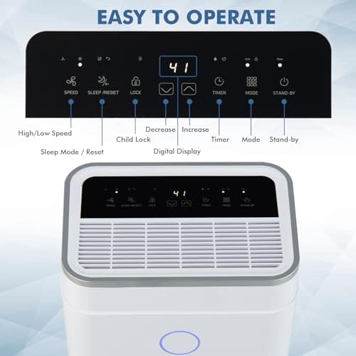 COSTWAY 4000 Sq. Ft Dehumidifier for Basement, 60 Pints Dehumidifier with Drain Hose, 3 Modes, 3-Color Digital Display, 24H Timer, 1.7 Gallon Water Tank, Auto Defrost, Ideal for Home, Large Room 6