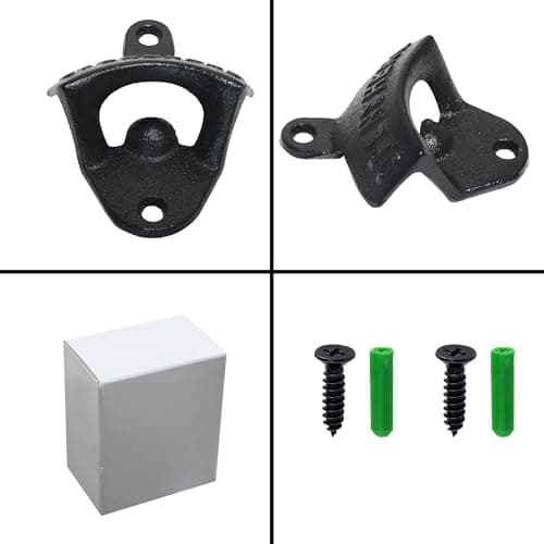 HAIICEN Cast Iron Bottle Opener Wall Mounted Beer Cap Opener Mountable Black for Wooden Post Table Board Craft 5