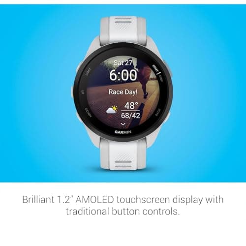 Garmin 010-02863-21 Forerunner 165 Smart Sport Watch, Mist Gray + Whitestone | Official USA Partner Model | Bundle with Sport Towel + Deco Essentials Wearable Commuter Front and Rear Safety Light 7