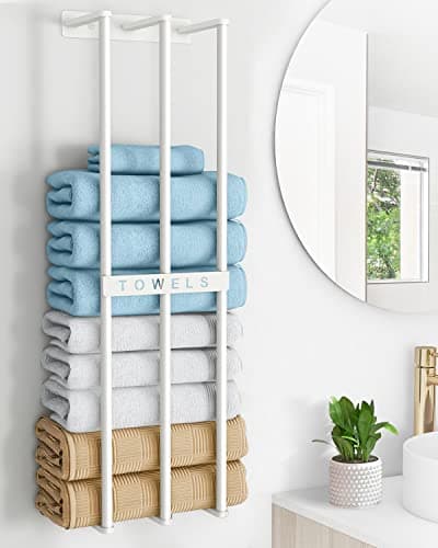 Towel Holders for Bathroom Wall Mounted, Bethom Towel Storage for Small Bathroom, Wall Towel Rack for Rolled Towels Bath Washcloths, White 6