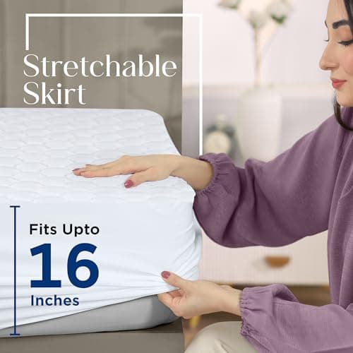 Utopia Bedding Waterproof Mattress Protector, Queen Mattress Pad, Noiseless Quilted Fitted Cover with Deep Pocket Stretches up to 16 Inches (White) 6
