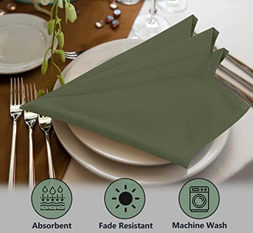 Ruvanti Cloth Napkins set of 12, 18x18 Inches Napkins Cloth Washable, Soft, Durable, Absorbent, Cotton Blend. Table Dinner Napkins Cloth for Hotel, Lunch, Restaurant, Weddings, Parties - Martini Olive 6