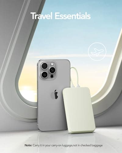 charmast 10000mAh Wired Portable Charger, 20W Fast Charging Slim Power Bank with Removable Cable for iPhone & Android, Hand-Free Battery Pack with Digital Display for Short Travel (No-Wireless) 5