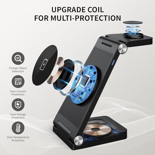 2026 Traveling Wireless Mag-Safe Fast Charging Station,Magnetic 3 in 1 Charger with Light for iPhone 17 16 15 14 13 12 Pro Max Plus,Apple Watch Series & Air pods 4 3 2 Pro-Gifts for Wife & Husband 7