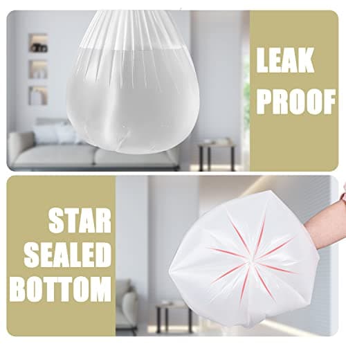 Small Trash Bags 4 Gallon - 100 Count 4 Gallon Trash Bag, Small Garbage Bags for Office Bedroom Bathroom Trash Bags, White 4 Gal Small Trash Can Liners 6