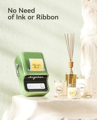 NIIMBOT B21 Label Maker Inkless Bluetooth Label Printer, 2 Inch Portable Thermal Sticker Machine for Small Business, Address, Logo, Clothing, Mailing, Candles, Jewelry, Sticker Printer for Gift, Green 6
