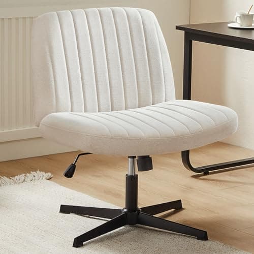 Sweetcrispy Criss Cross Legged Chair, Armless Office Desk Wide Seat No Wheels, Swivel Height Adjustable Comfy Computer Task Seating Modern Home Room