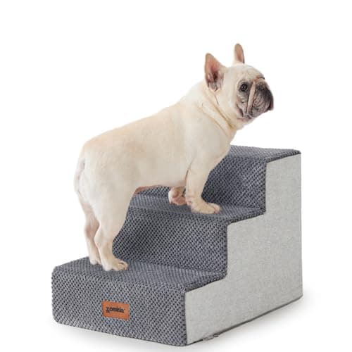 ZOMISIA Dog Steps for Couch - Pet Stairs for Small Dogs and Cats, Dog Steps with Non-Slip Bottom Grey 3 Steps, Grey