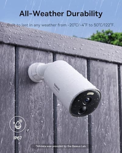 Baseus Security Camera Outdoor, B1 Wireless Solocam with 2K Clarity, 145° Wide View, 210-Day Battery Life, IP67, Built-in 8GB Local Storage and Color Night Vision, No Monthly Fee 5