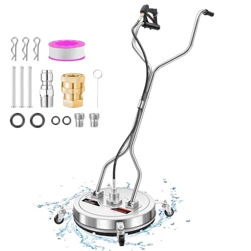 DAIMOT 20" Pressure Washer Surface Cleaner with 4 Wheels - Stainless Steel Dual Handle Surface Cleaner for Pressure Washer Attachment for Concrete, Patio, Sidewalk, Deck and Driveways