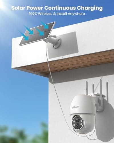 ieGeek Solar Security Cameras Wireless Outdoor, 2K 2.4G WiFi Camera with Solar Panel and Battery Powered, Color Night Vision with Spotlight, 360° PTZ, 2-Way Audio, PIR Motion Sensor, no Subscription 2