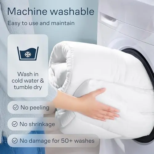 Cloud-Like Queen Mattress Topper - 100% Cotton Top Mattress Pad for Back Pain Relief - Breathable & Naturally Cooling for Hot Sleepers, White 7