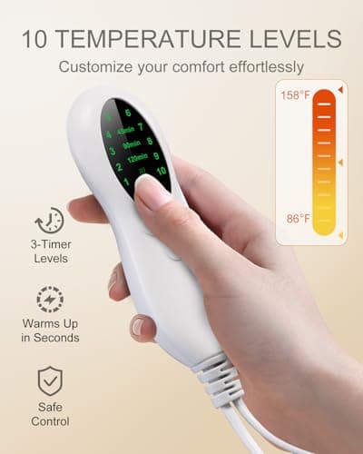 Electric Heating Pad for Period Cramps & Back Pain Relief, Birthday & Mothers Day Gifts for Mom Dad Women Men, Portable Heat Pad for Neck and Shoulders, 10 Heat Settings, ETL Certified, 12"x24", Gray 4