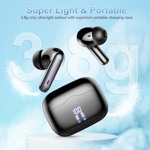 Wireless Earbuds, Bluetooth 5.3 Headphones in Ear with HiFi Stereo Deep Bass, 4 ENC Noise Cancelling Mic Wireless Earphones 40H Playtime, in-Ear Earbud Bluetooth Dual LED Display IP7 Waterproof, USB-C 7
