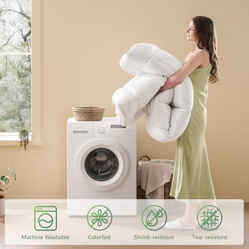 Homemate Full Mattress Topper - Cooling Viscose Mattress Pad Cover Soft Plush 1000 GSM Down Alternative Fill Pillow Top Bed Topper Double Bed Cushion for Hot Sleepers Back Pain Relief 7