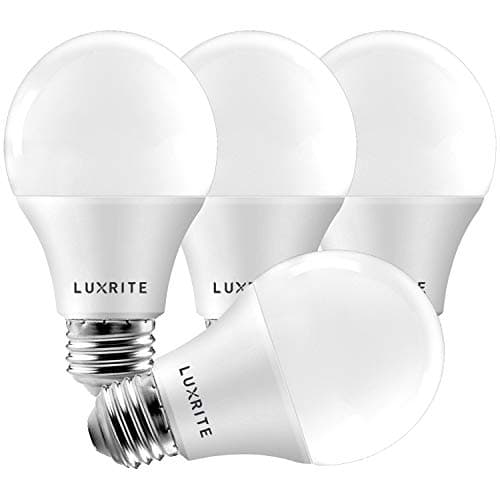 LUXRITE A19 LED Light Bulb 60W Equivalent, 2700K Warm White Dimmable, 800 Lumens, Standard LED Bulb 9W, E26 Base, Energy Star, Enclosed Fixture Rated, Perfect for Lamps and Home Lighting (4 Pack)