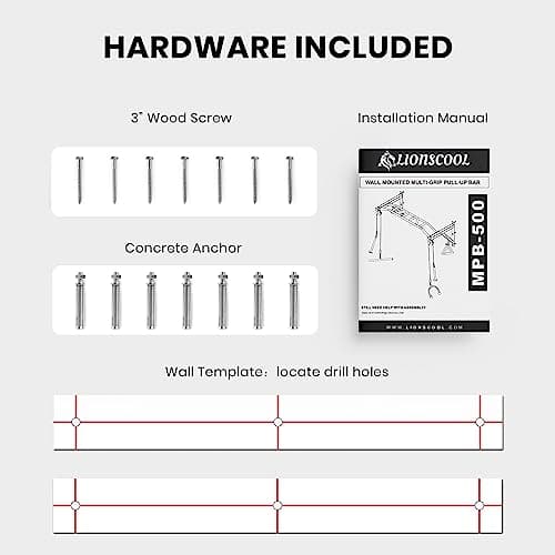 LIONSCOOL Multifunctional Wall Mounted Pull Up Bar with Pulley System (48" APART) 8