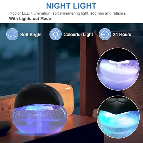 ap airpleasure Water-Based Purifier Air Washer, Air Revitalizer & Freshener, Air Fresher with 7 LED Color Changing Light for Rooms (Black) 7
