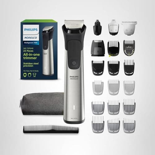Norelco Philips All-in-One Series 7000 23-Piece Trimmer - Electric Shaver and Clipper for Face, Beard, Head & Body, Self-Sharpening Titanium Blades, 26 Length Settings (0.5-16 mm), MG7970/49 9
