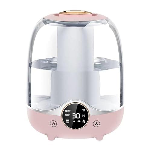 Humidifier for Bedroom, 3L Tank for Baby Room, 30H Quiet Mist Time (20dB), Dual Nozzles, LED Lights, Smart Timer (2/4/8 Hours), Auto Shut-Off, Perfect for Baby and Large Rooms, Pink