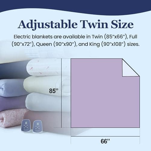 Thermee Micro Flannel Heated Blanket with Sherpa Back, 10-Setting Programmable Electric Blanket - King Size, Ultra-Soft Heated Throw - Lilac 3