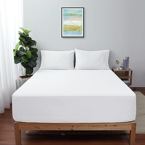 Queen Size Fitted Sheet Only White, 100% Egyptian Cotton 600 Thread Count, 16" Deep Pocket Premium Cotton Mattress Sheet (1 Bottom Sheet Only)