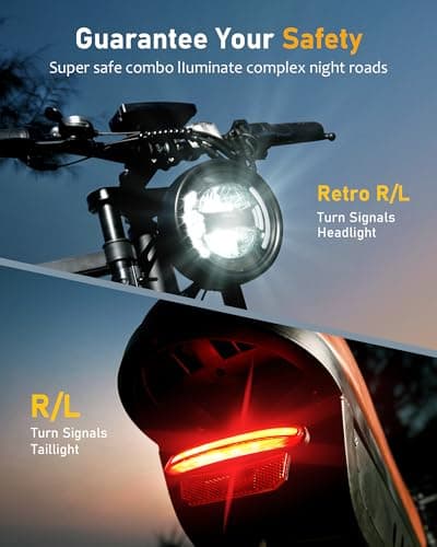 R6 Retro Electric Bike for Adults 1500W Motor, 20MPH, Max 75 Miles Electric Motorcycle, 20" Fat Tire Electric Dirt Bike, Shamano 7-Speed E-Bike Full Suspension, R/L Turn Headlight 6