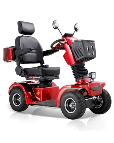 Dvsripa All Terrain Mobility Scooter for Seniors,Heavy-Duty 4 Wheel Mobility Scooters Mobility Scooter,Handicap Scooters for Adults with 3-Speed Travel Long (Red)