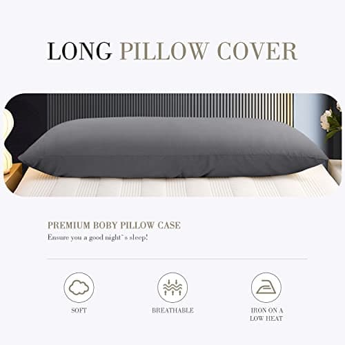 WishSmile Body Cooling Pillowcase Long Pillow Case Breathable Cool Silky Soft Rayon Derived from Bamboo Fabric, Hair and Skin Friendly, Dark Grey, 1 Pack, 20x54IN 7