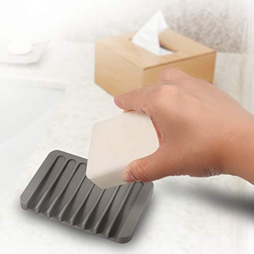 3PCS Self Draining Soap Holder, Premium Silicone Soap Dish, Soap Saver for Shower, Bathroom, Kitchen, Bath Tub, Sponges, Keep Soaps Bars Dry Clean, Easy Clean, Extend Soaps Life 6