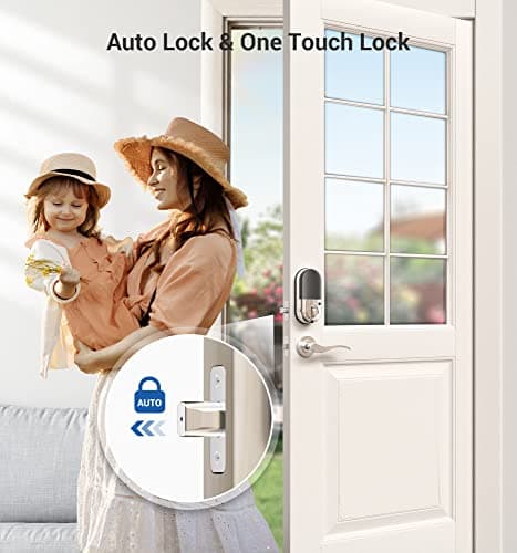 Veise RZ07 Fingerprint Smart Lock, 7-in-1 Smart Locks for Front Door, Keyless Entry Door Lock with App Control, Biometric Electronic Touchscreen Keypad Deadbolt, Satin Nickel 3