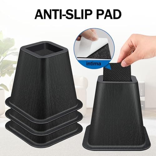 ANNKUT 6 Inch Heavy Duty Bed Risers, Furniture Risers for Desk, Chair, Table or Sofa, Couch Lift Risers, Supports up to 2200 lbs per Leg(6 Pack Black) 5