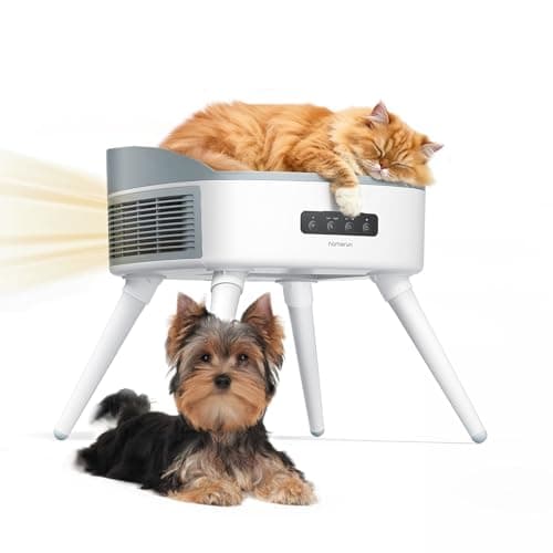 HomeRunPet 2-in-1 Pet Heater with Heated Cat Bed & Air Filter – Quiet Safe 1300W Space Heater for Cats & Small Dogs, Indoor Room Warmer with Tip-Over Protection