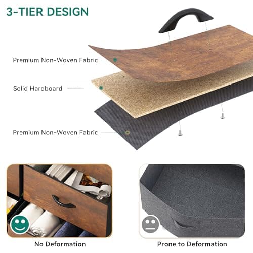 YITAHOME 8 Drawers Fabric Dresser, Furniture Storage Tower Cabinet, Organizer for Bedroom, Living Room, Hallway, Closet, Sturdy Steel Frame, Wooden Top, Easy-to-Pull Fabric Bins 6