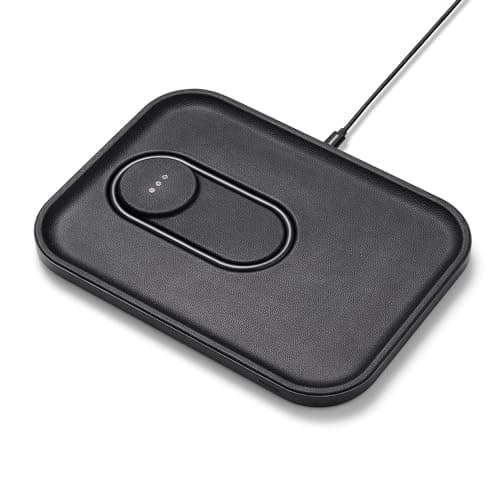 Courant MAG:3 Classics Charger and Tray - Italian Leather, Multi-Device Charger Compatible with MagSafe iPhones 16, 15, 14, 13, 12 or Wireless AirPod Cases (Black)