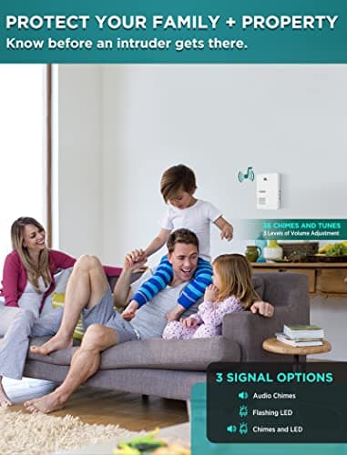 1byone Driveway Alarm, Home Security Alert System with 36 Melodies, 1 Plug-in Receiver and 2 Weatherproof PIR Motion Detector, 1000ft Wireless Transmission Range and 24ft PIR Detection Range 7