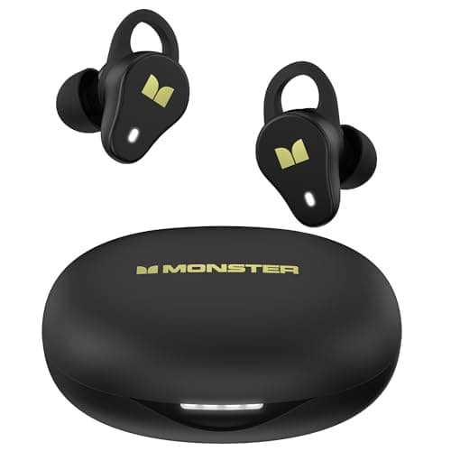 Monster N-Lite 210 Wireless Earbuds, Bluetooth 5.4 in-Ear Stereo Headphones, Built-in Mic for Crystal Clear Call, 32H Playtime, Type-C Charging, Waterproof in-Ear Ear Buds Earphones for Sports, Black