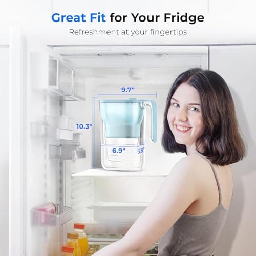 Waterdrop Water Filter Pitcher, 200-Gallon Long-Life, Countertop NSF Certified Water Purifier, Replaces 6,400 Plastic Water Bottles a Year, Reduces Chlorine, PFOA/PFOS, 7-Cup, Blue 7