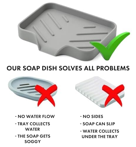 Silicone Soap Bar Holder: Premium Gray Self-Draining Soap Dish - Elegant Shower & Bathroom Solution 7