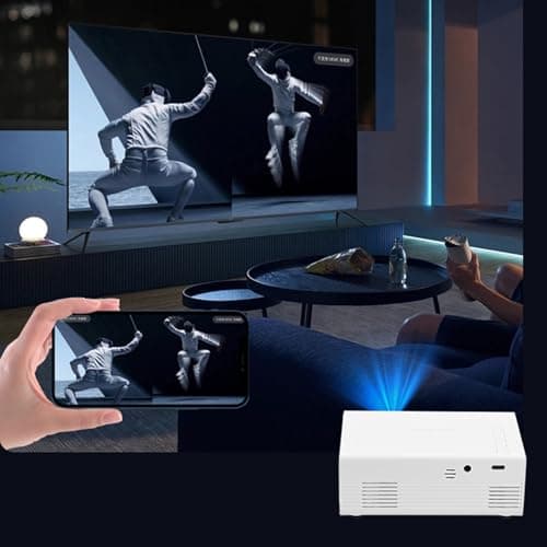 Mini Projector, 1080P HD Portable Projector Movie Video Projector Compatible with HDMI/USB/AV/Memory Card/5V-2A, Wired Phone Same Screen, Apartment Must Haves, Mini Tv, Cool Stuff forfor Women Men 4
