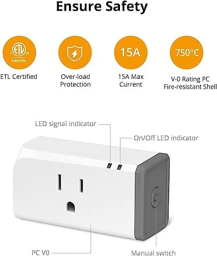 SONOFF S31 WiFi Smart Plug with Energy Monitoring, 15A Smart Outlet Socket ETL Certified, Work with Alexa & Google Home, IFTTT Supporting, 2.4 Ghz WiFi Only (2-Pack) 2
