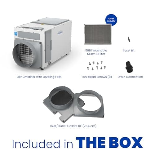 AprilAire E080 Pro 80-Pint Whole-House Dehumidifier, Energy Star Certified, Commercial-Grade for Basement, Crawlspace or Whole House up to 4,400 sq. ft. 11