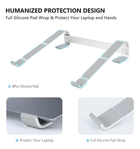 KYQEE Laptop Stand for Desk, Ergonomic Aluminum Laptop Riser, Ventilated Notebook Stand Compatible with MacBook Air Pro, Dell XPS, HP, More 11-17.3 Inches Work from Home 5